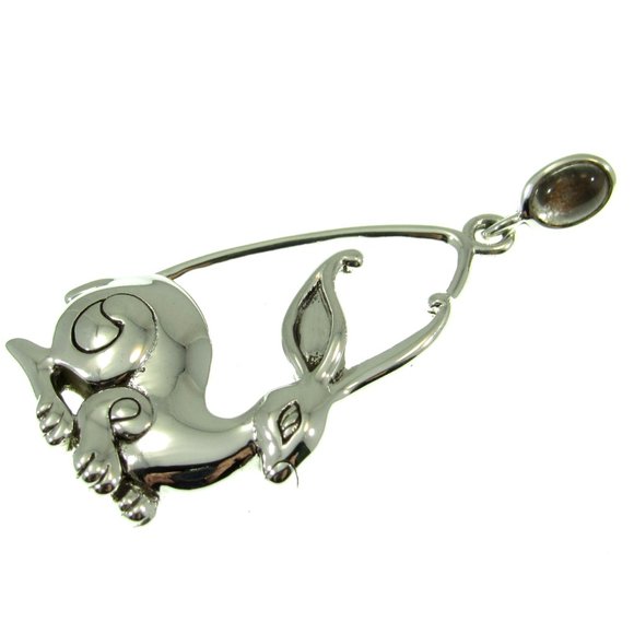 Solid 925 Sterling Silver Rabbit Ostara Pagan / Wiccan Pendant by Peter Stone - Picture 5 of 6